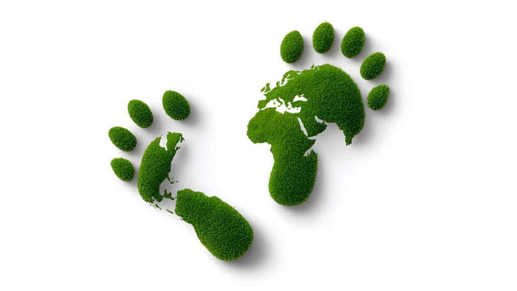 Empreintes de pas vertes représentant un impact écologique réduit
