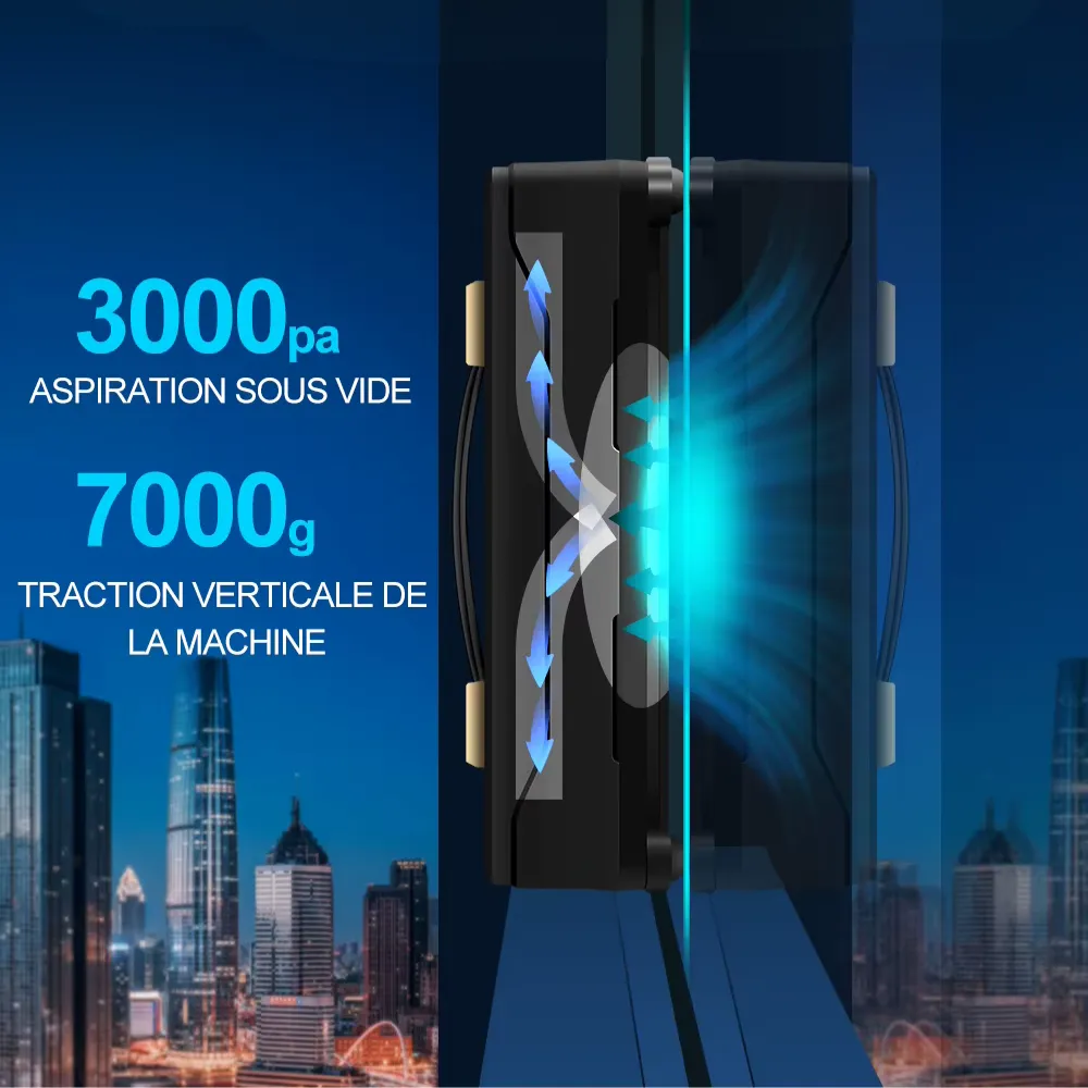 Puissance d’aspiration de 3000 Pa du robot lave-vitre