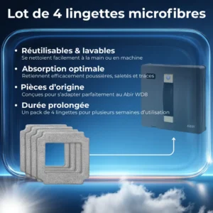 Lot de 4 lingettes microfibres pour robot lave-vitre ABIR WD8