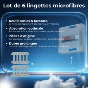 Lot de 6 lingettes microfibres pour robot lave-vitre Liectroux S11