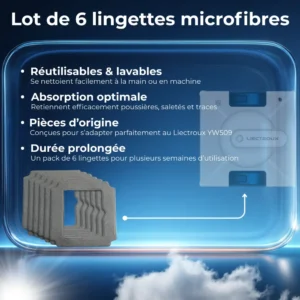 Lot de 6 lingettes microfibres pour robot lave-vitre Liectroux YW509