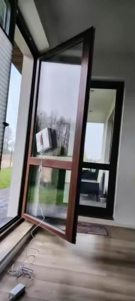 Liectroux S11 nettoyant une porte-fenêtre ouverte en bois
