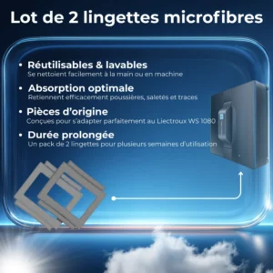 Lot de 2 lingettes microfibres de remplacement pour robot lave-vitre Liectroux WS1080