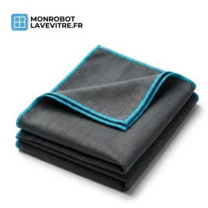 Chiffon finition pro microfibre fibre de carbone pour robot lave-vitre, gris anthracite avec bordure turquoise