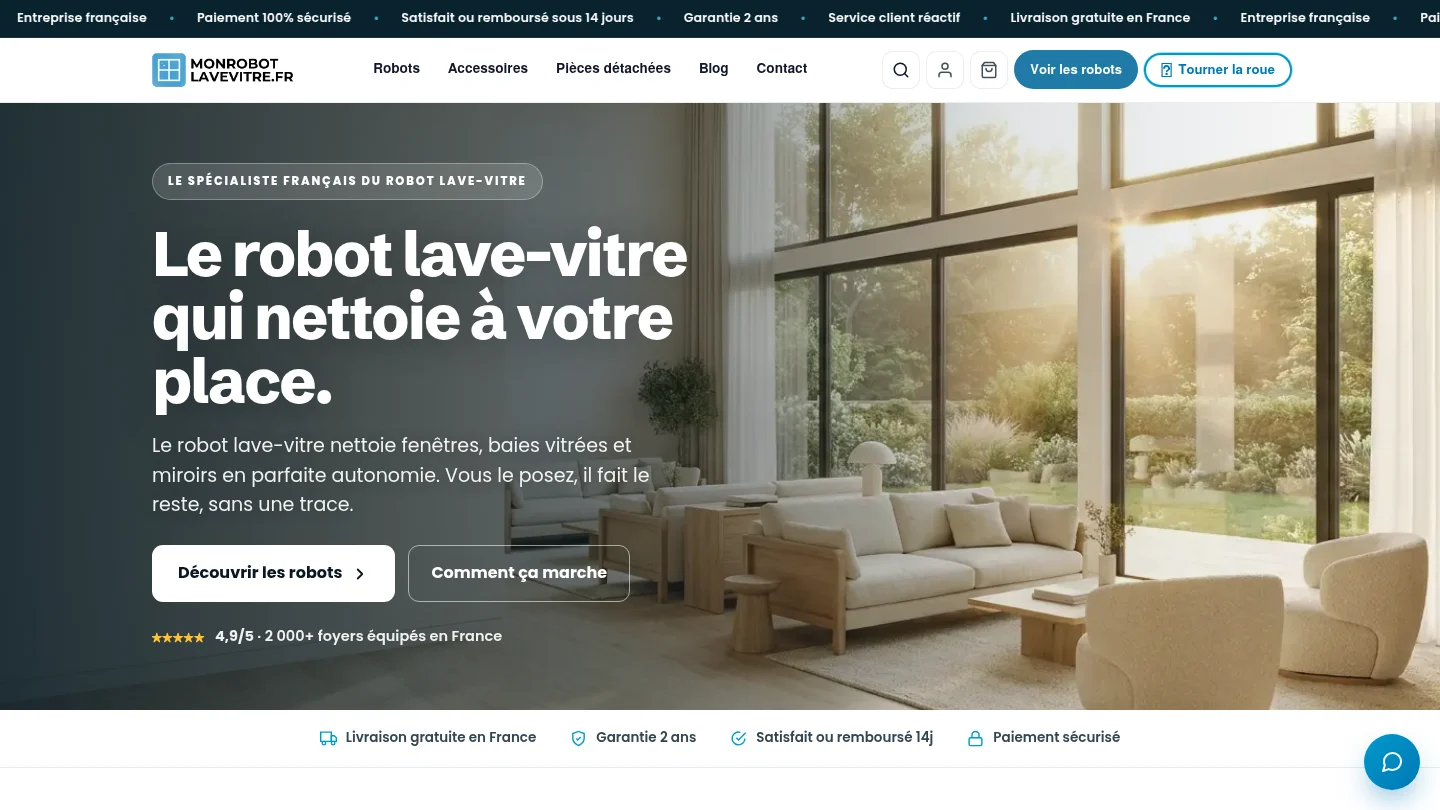 Capture de la page d’accueil de monrobotlavevitre.fr
