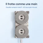 Dessous du Liectroux G8 : deux grands tampons microfibres rotatifs, il frotte comme une main