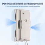 Liectroux G8 : pulvérisation double face haute pression, la vitre est humidifiée au bon moment