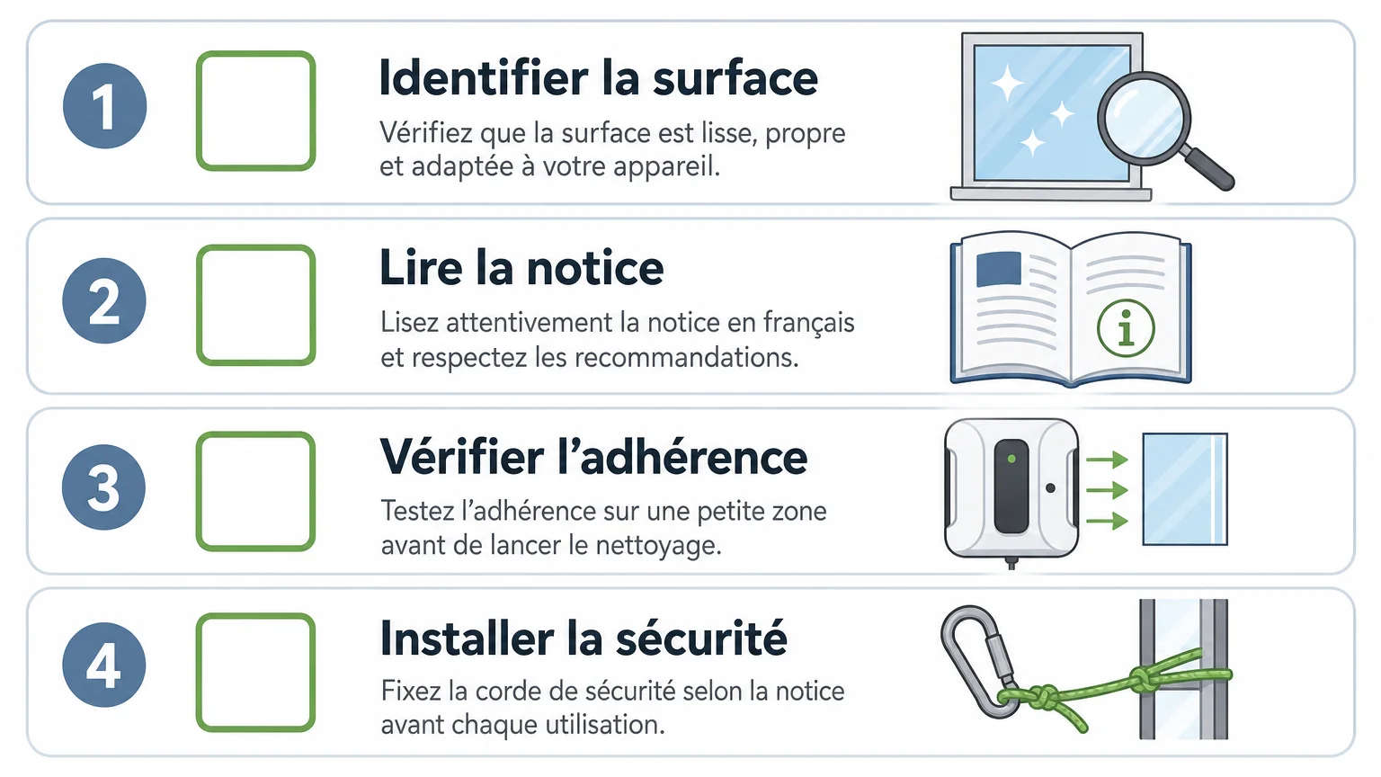 Checklist des vérifications avant l’achat d’un robot lave-vitre