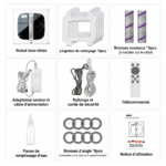 Contenu du pack ABIR WD10 : lingettes, brosses, télécommande, corde et accessoires