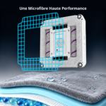 Dessous de l'ABIR WD10 : lingette microfibre et deux brosses rouleaux