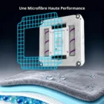 Dessous de l'ABIR WD10 : lingette microfibre et deux brosses rouleaux